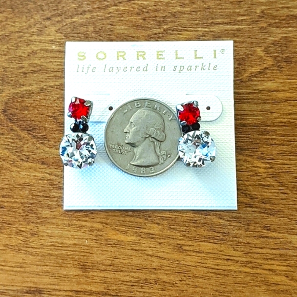 Sorrelli Crystal Earrings w/ Red & Black